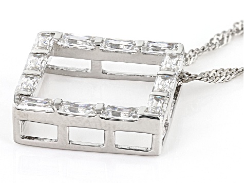 Moissanite Platineve Square Pendant 1.08ctw D.E.W