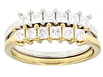Picture of Moissanite Platineve And14k yellow gold over silver ring set of two bands 1.20ctw DEW