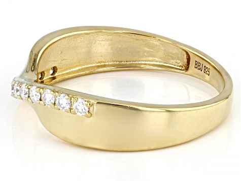 Moissanite 14k yellow gold over silver ring .36ctw DEW