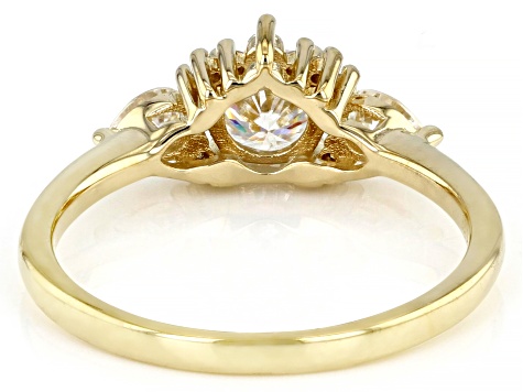 Moissanite 14k yellow gold over silver ring .89ctw DEW