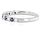 Moissanite And Blue Sapphire Platineve ring .18ctw DEW