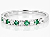 Moissanite And Zambian Emerald Platineve ring .18ctw DEW