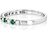 Moissanite And Zambian Emerald Platineve ring .18ctw DEW