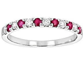 Moissanite And Mozambique Ruby Platineve ring .18ctw DEW