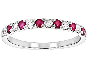 Picture of Moissanite And Mozambique Ruby Platineve ring .18ctw DEW