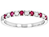 Moissanite And Mozambique Ruby Platineve ring .18ctw DEW