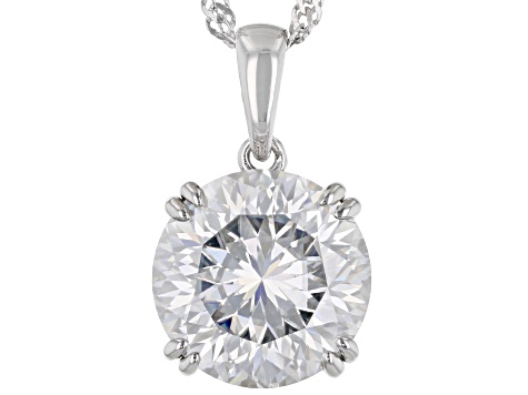 Moissanite Inferno cut Platineve Pendant 7.98ctw DEW