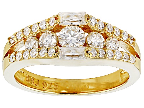 Moissanite 14k Yellow Gold Over Silver Ring .95ctw DEW.