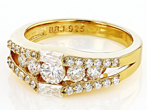 Moissanite 14k Yellow Gold Over Silver Ring .95ctw DEW.
