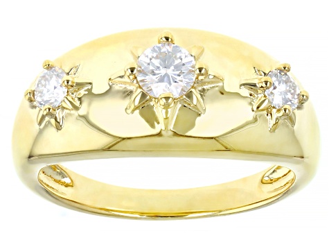 Moissanite 14k yellow gold over sterling silver ring .43ctw DEW ...