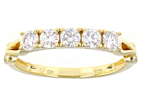 Moissanite 14k yellow gold over sterling silver band ring .50ctw DEW
