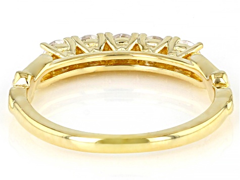 Moissanite 14k yellow gold over sterling silver band ring .50ctw DEW