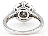 Blue and colorless moissanite platineve and 14k yellow gold over silver ring 1.56ctw DEW