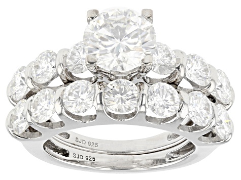 Moissanite Platineve Ring And Band 4.89ctw DEW