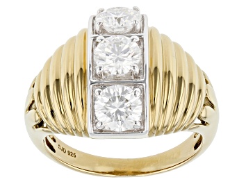 Picture of Moissanite 14k Yellow Gold Over Silver Ring 1.50ctw DEW