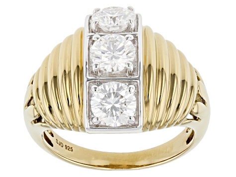 Moissanite 14k Yellow Gold Over Silver Ring 1.50ctw DEW