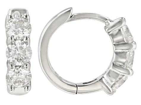 Moissanite Platineve Huggie Earrings .96ctw D.E.W