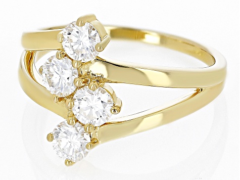 Moissanite 14k yellow gold over silver ring .92ctw DEW.