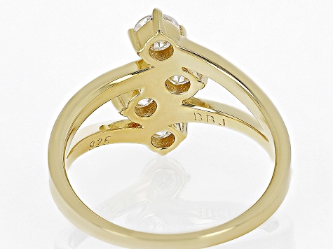 Moissanite 14k yellow gold over silver ring .92ctw DEW.