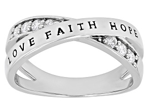 Moissanite Platineve "Love, Faith And Hope" Ring .21ctw DEW.