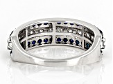 Moissanite And Blue Sapphire Platineve Ring .72ctw D.E.W