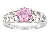 Pink Moissanite Platineve Ring 1.50ct D.E.W