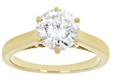 Moissanite Inferno cut 14k yellow gold over sterling silver solitaire ...