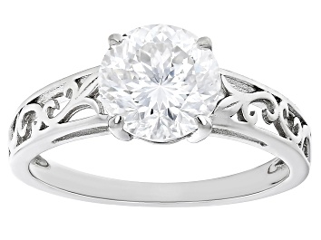 Picture of Moissanite Inferno cut Platineve Solitaire Ring 2.17ct DEW.