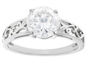 Moissanite Inferno cut Platineve Solitaire Ring 2.17ct DEW.