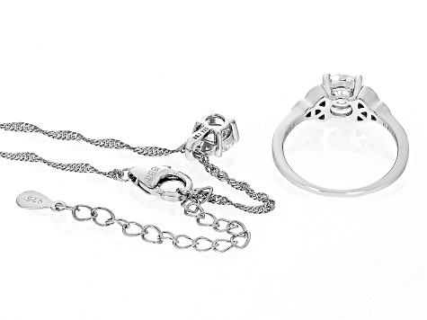 Moissanite Platineve Ring And Pendant Set 1.08ctw DEW