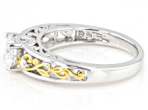 Moissanite Platineve And 14k Yellow Gold Over Silver Ring .86ct D.E.W