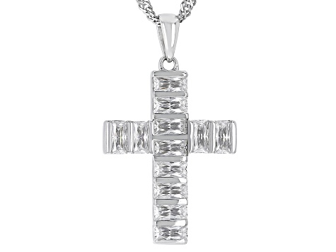 Moissanite Platineve Cross Pendant 1.08ctw D.E.W