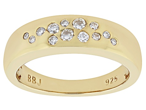 Moissanite 14k Yellow Gold Over Silver Bubble Ring .34ctw DEW.
