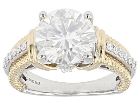 Moissanite platineve and 14k yellow gold over sterling silver ring 3.90ctw DEW