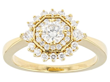 Picture of Moissanite 14k yellow gold over sterling silver ring .93ctw DEW