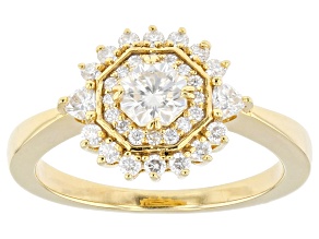Moissanite 14k yellow gold over sterling silver ring .93ctw DEW