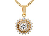 Moissanite 14k yellow gold over sterling silver pendant .92ctw DEW