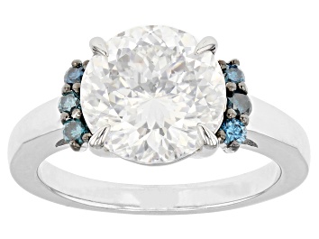 Picture of Moissanite And Blue Diamond Platineve Ring 4.31ctw DEW