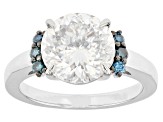 Moissanite And Blue Diamond Platineve Ring 4.31ctw DEW