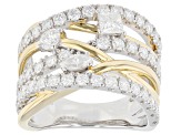 Moissanite platineve and 14k yellow gold over silver ring 1.97ctw DEW