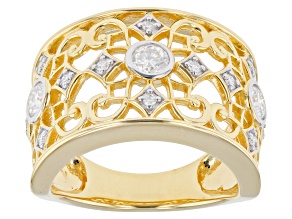Moissanite 14k yellow gold over sterling silver ring .60ctw DEW