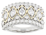 Moissanite platineve and 14k yellow gold over silver ring 2.06ctw DEW