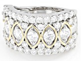 Moissanite platineve and 14k yellow gold over silver ring 2.06ctw DEW