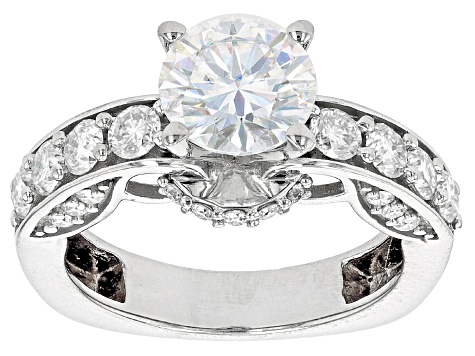 Moissanite Platineve Ring 3.14ctw DEW