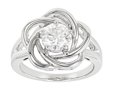 Moissanite Platineve Ring And Earring Set 2.20ctw DEW