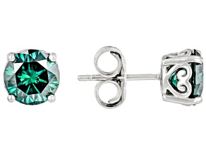 Green moissanite platineve stud earrings 3.00ctw DEW.