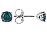 Green moissanite platineve stud earrings 1.00ctw DEW.