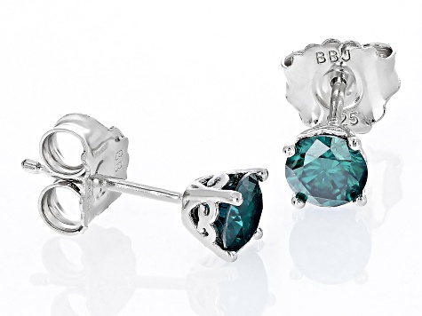 Green moissanite platineve stud earrings 1.00ctw DEW.