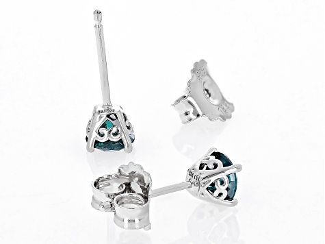 Green moissanite platineve stud earrings 1.00ctw DEW.