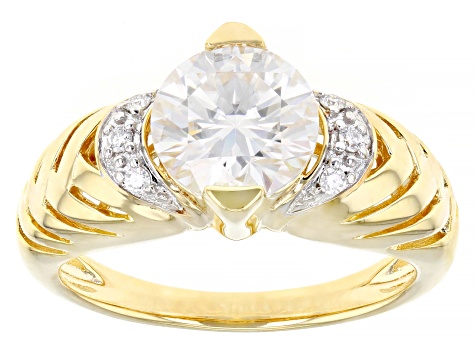 Moissanite 14k Yellow Gold Over Silver Ring 1.96ctw DEW